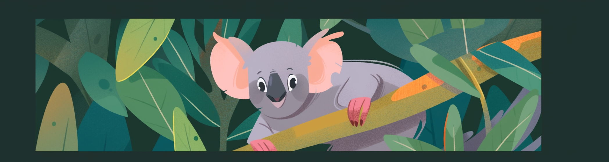 Koala playing rich picture flat illustration