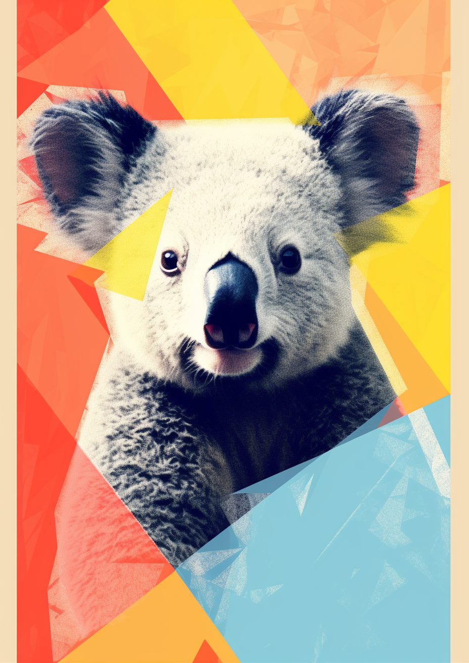 Koala poster with rough block shapes