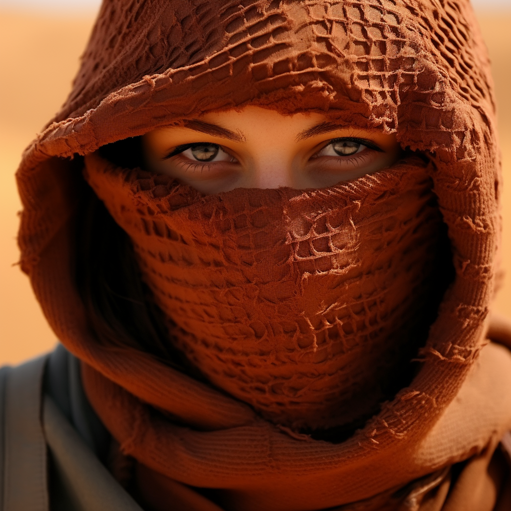 Portrait of a Nomad Model in Desert Storm