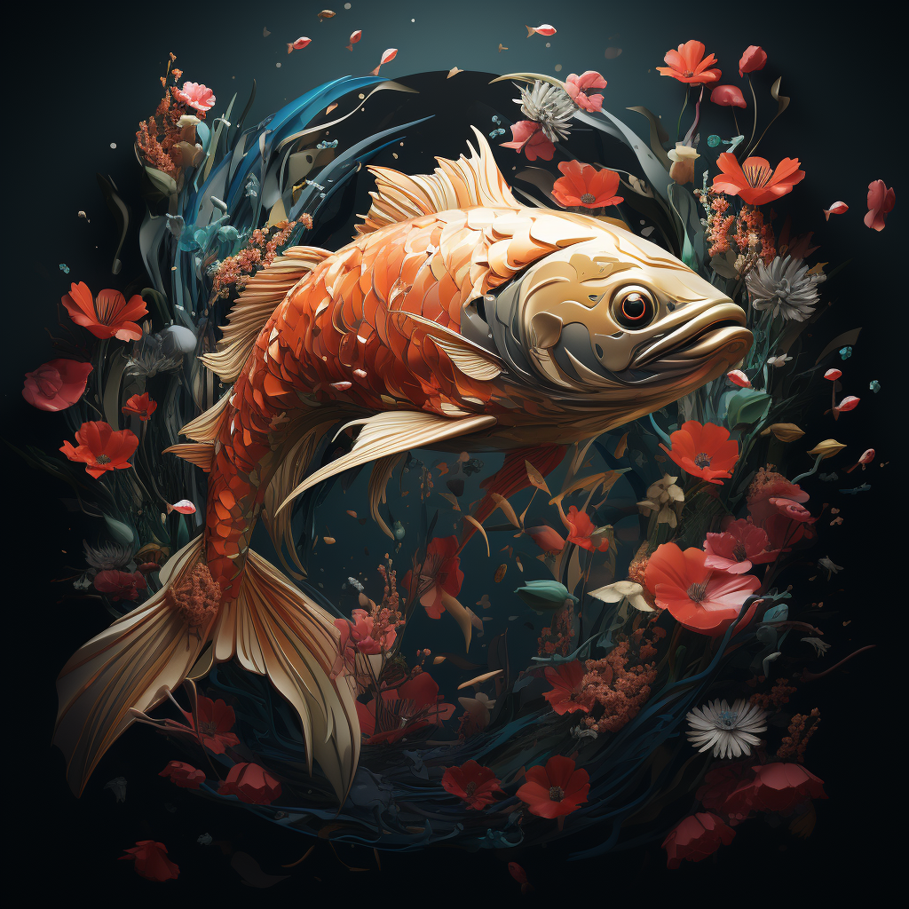 Beautiful koi fish swimming elegantly