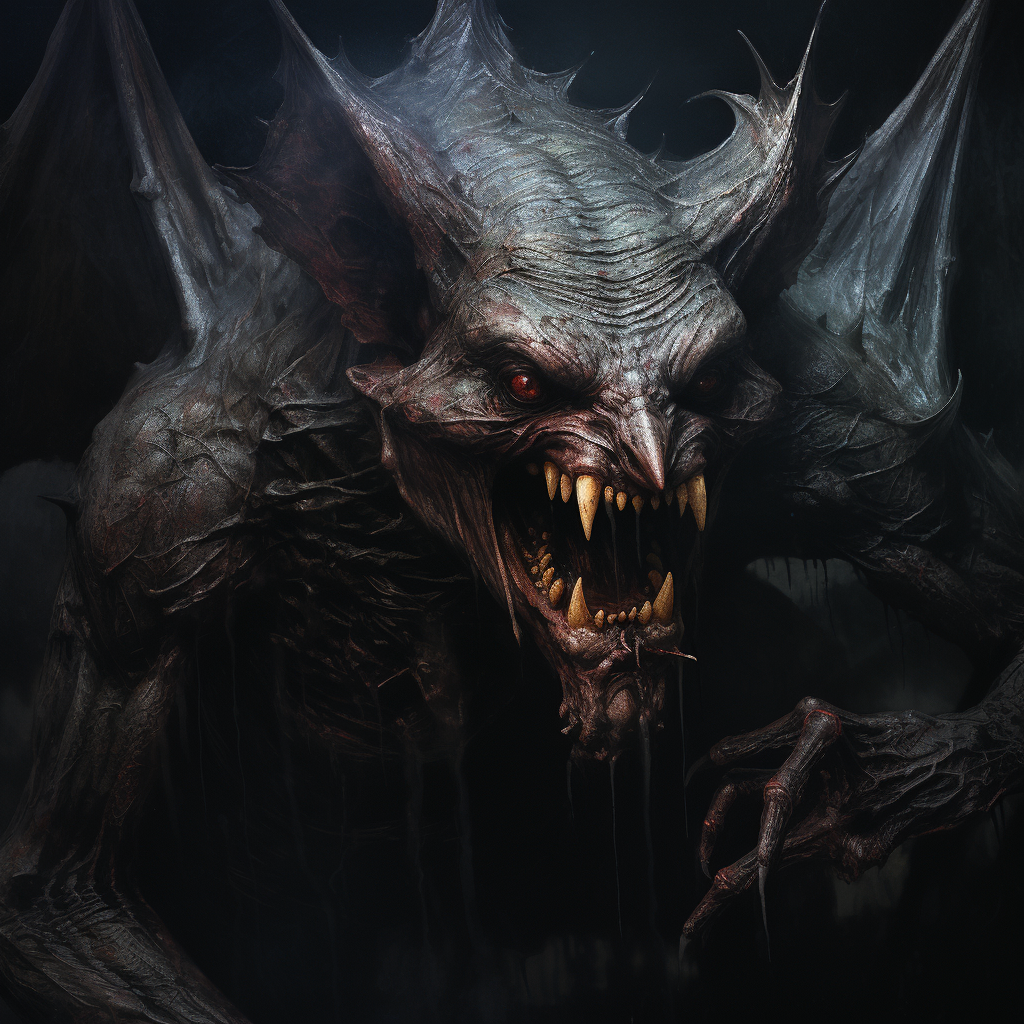 Komodo vampire bat creature in dark fantasy