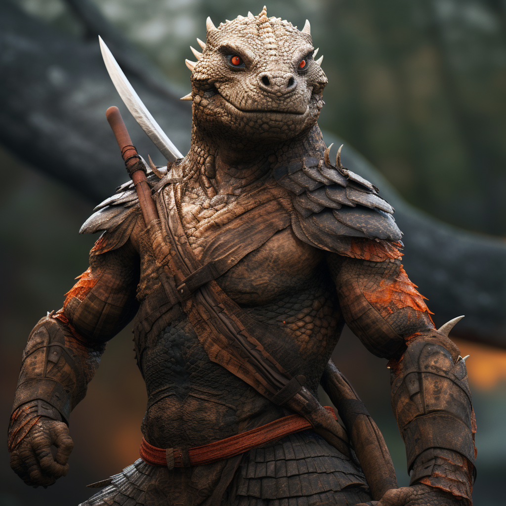 Powerful Komodo Dragon as a Tribal Warrior