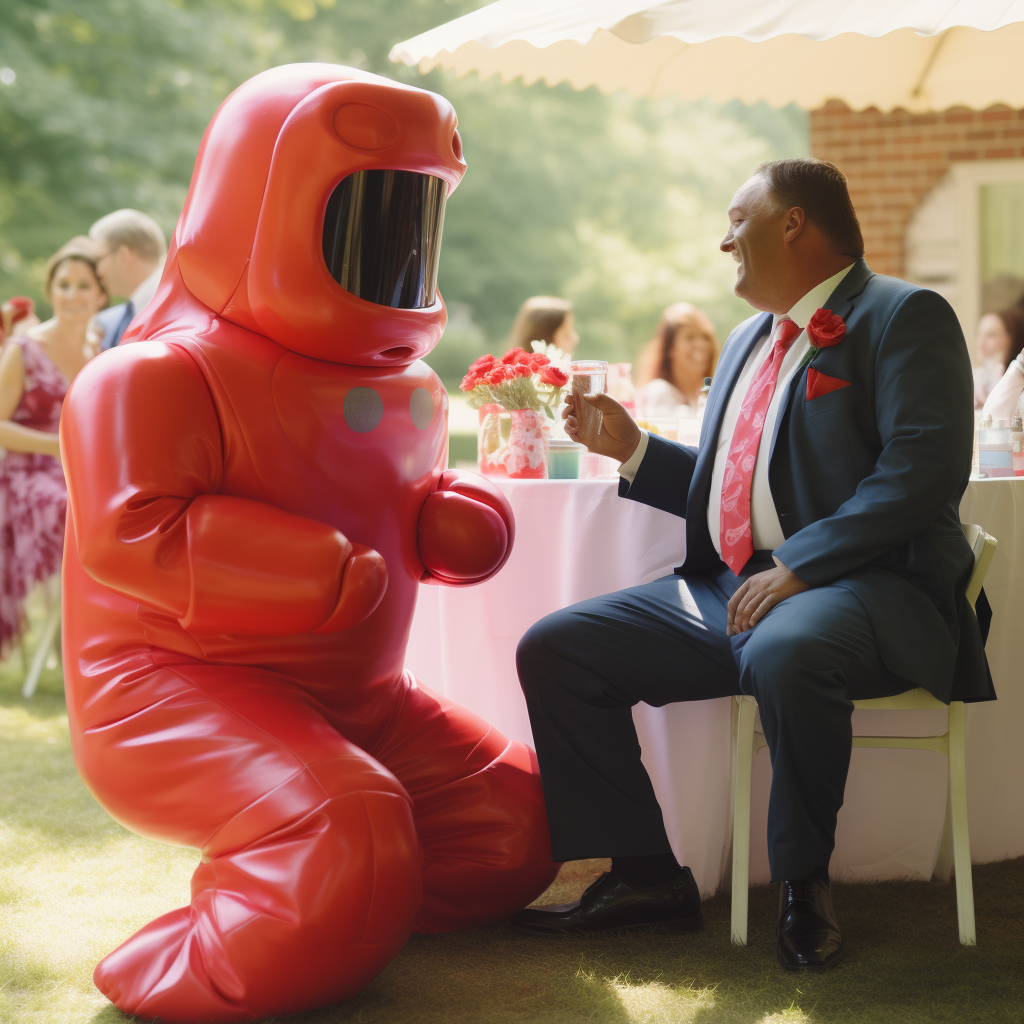 Colorful Kool-Aid Man Sprinkling Joy at Wedding