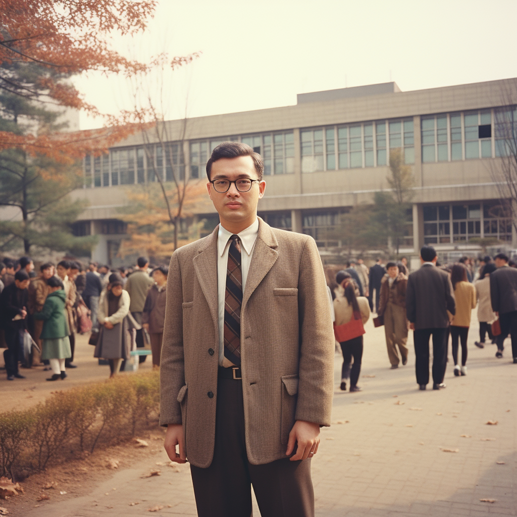 Photo of an old male Korean campus professor