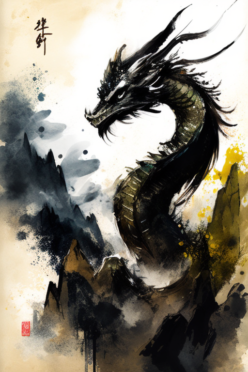 Beautiful Korean Dragon Ink Painting