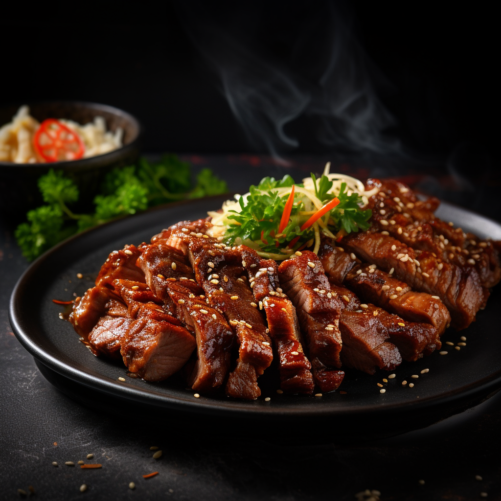 Korean BBQ pork with garnish