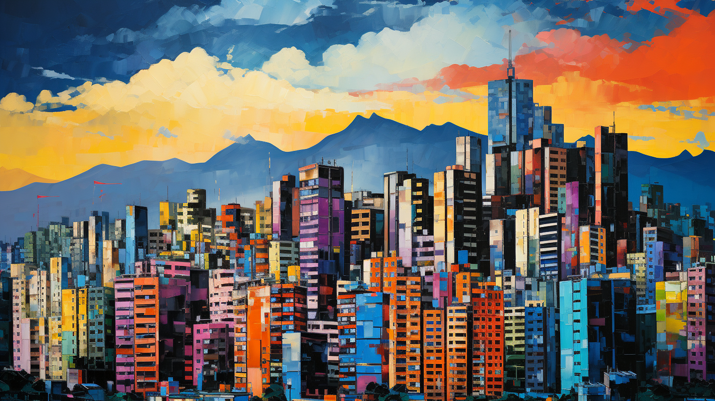 Energetic Korean cityscape with skyscrapers