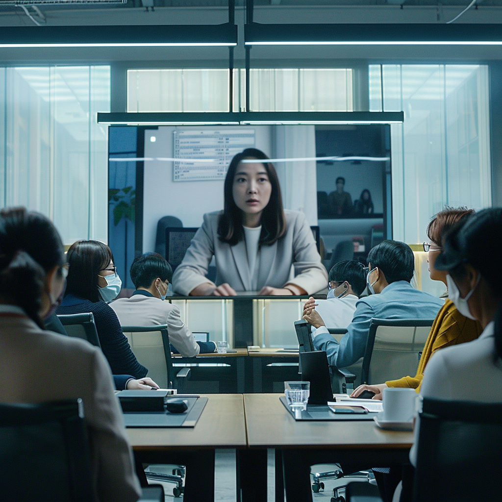 Korean company conference room monitor video