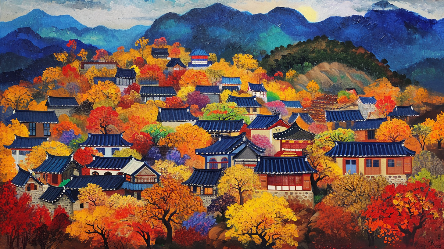 South Korean dark folk art painting