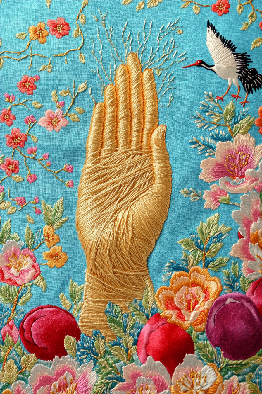 Korean embroidery craft forming hand shape