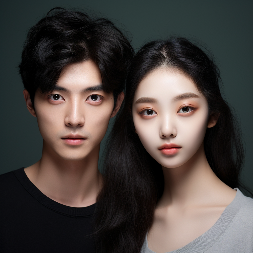 Korean couple with natural eyes