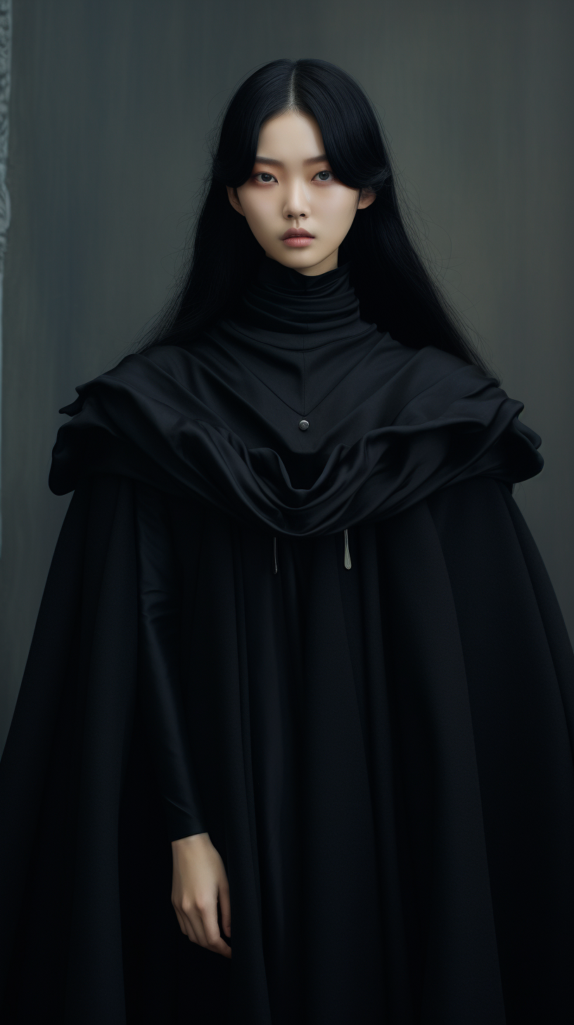 Korean model wearing Givenchy cashmere dress