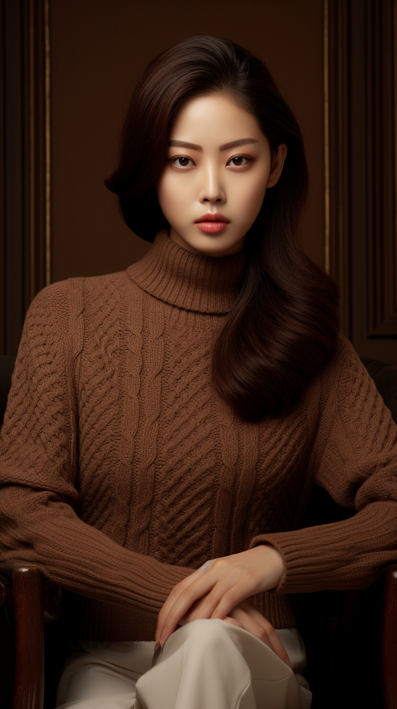 Korean model in stylish Prada cashmere sweater