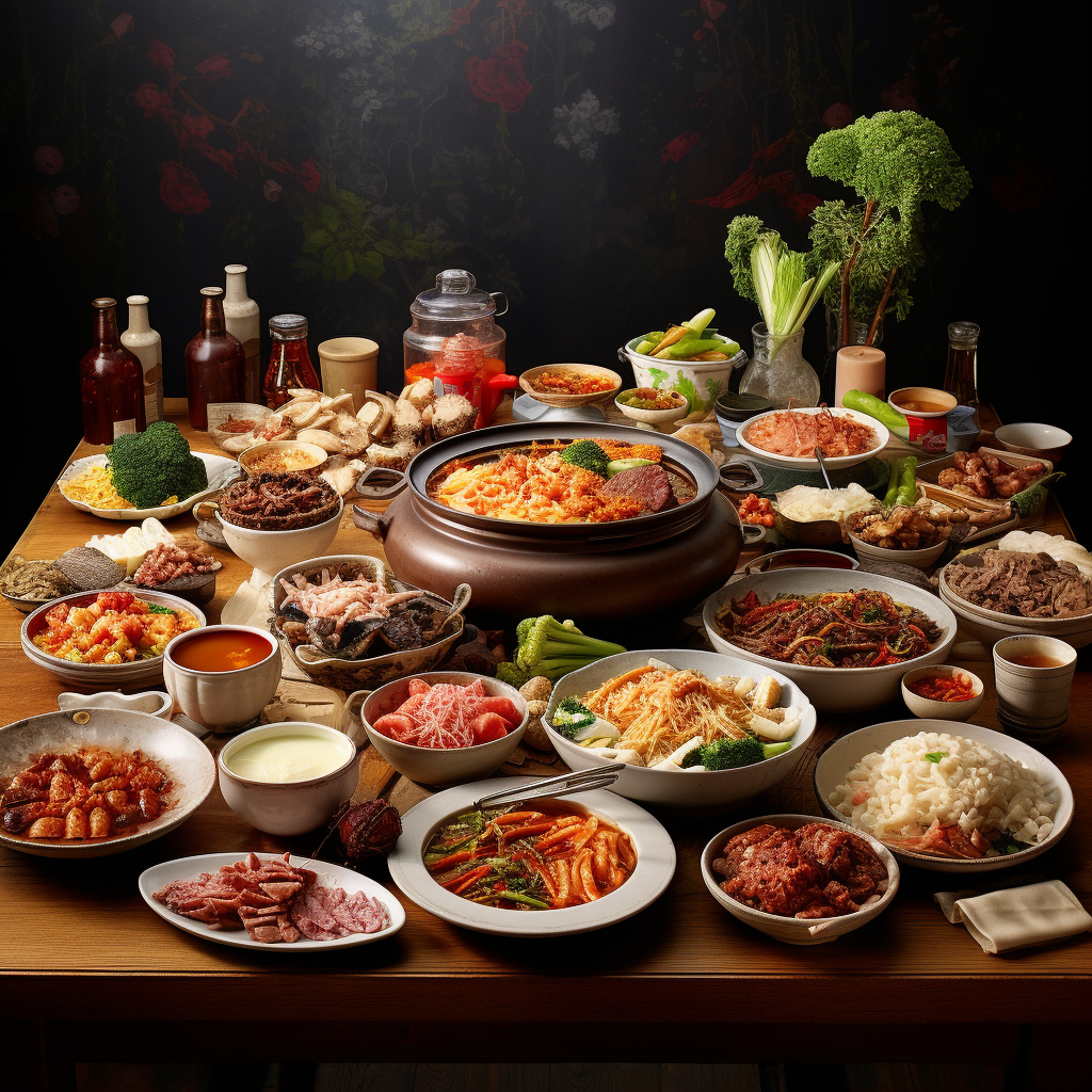 Authentic Korean Food on Table