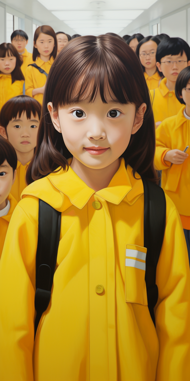 Korean girl in kindergarten uniform