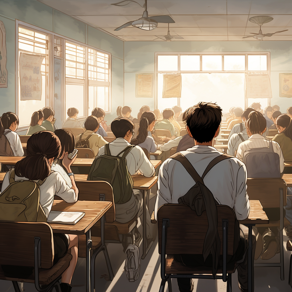 Korean high school back illustration