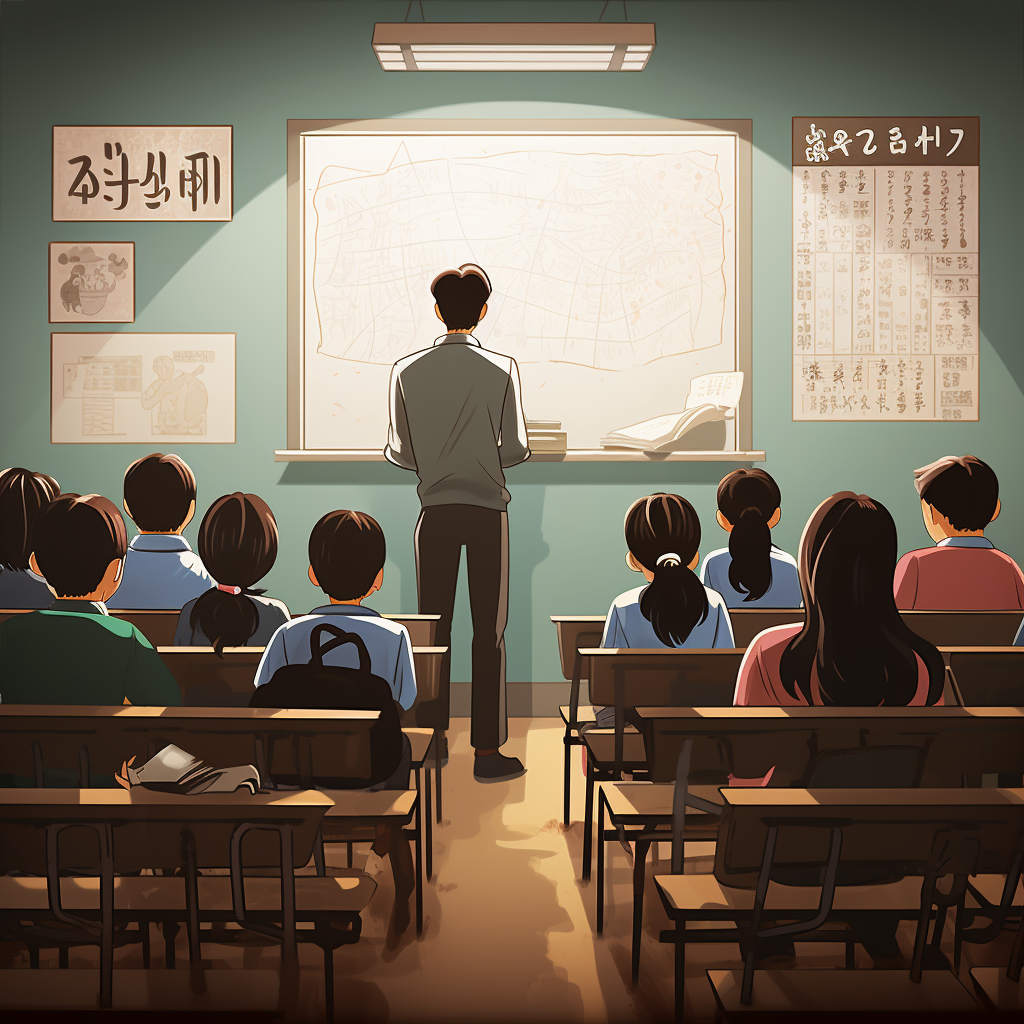 Korean high school classroom blackboard