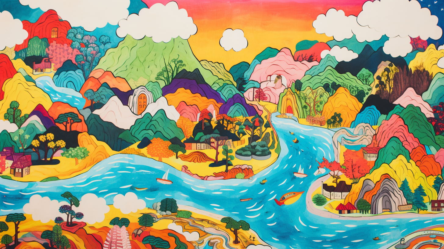 Colorful Korean landscape fauvism art