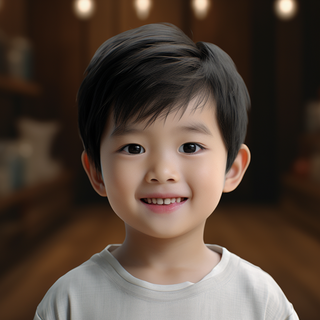 Korean little boy with white teeth