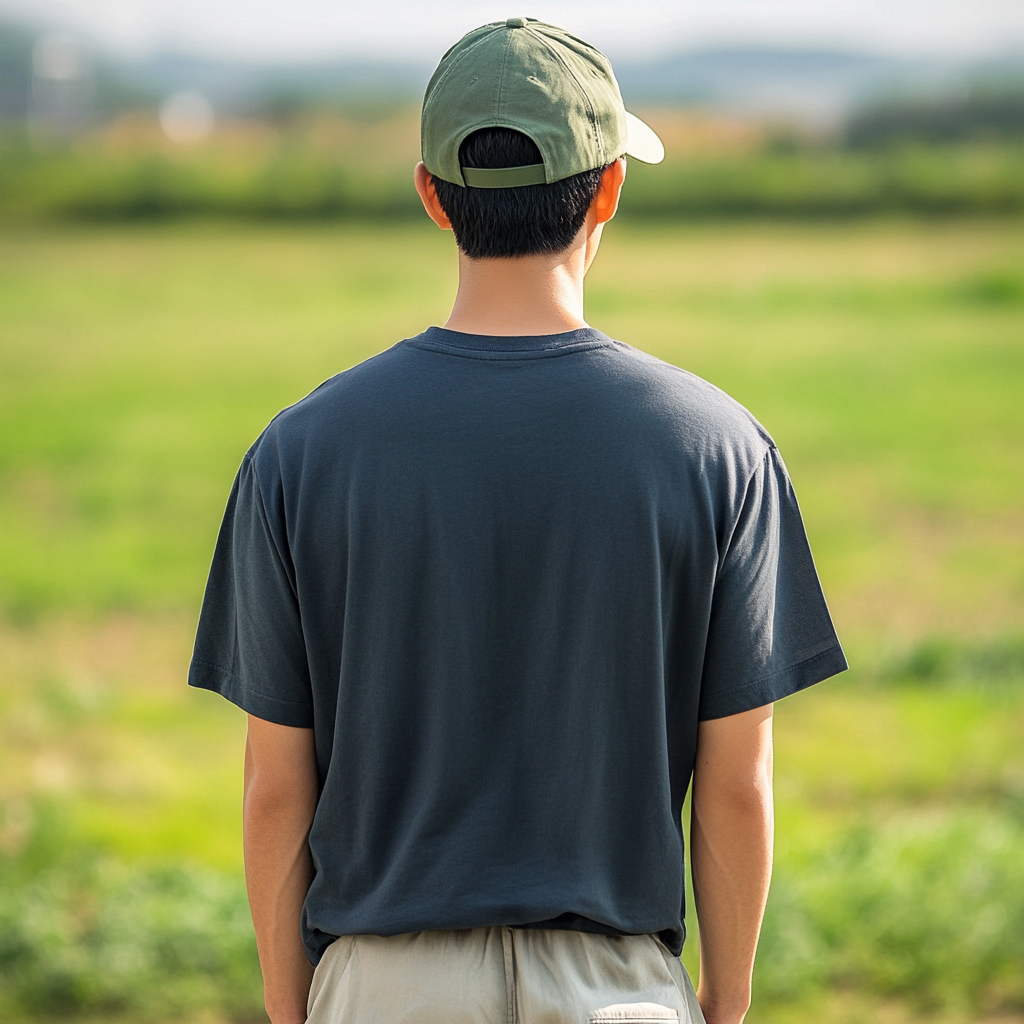 Korean male model in trendy outfit