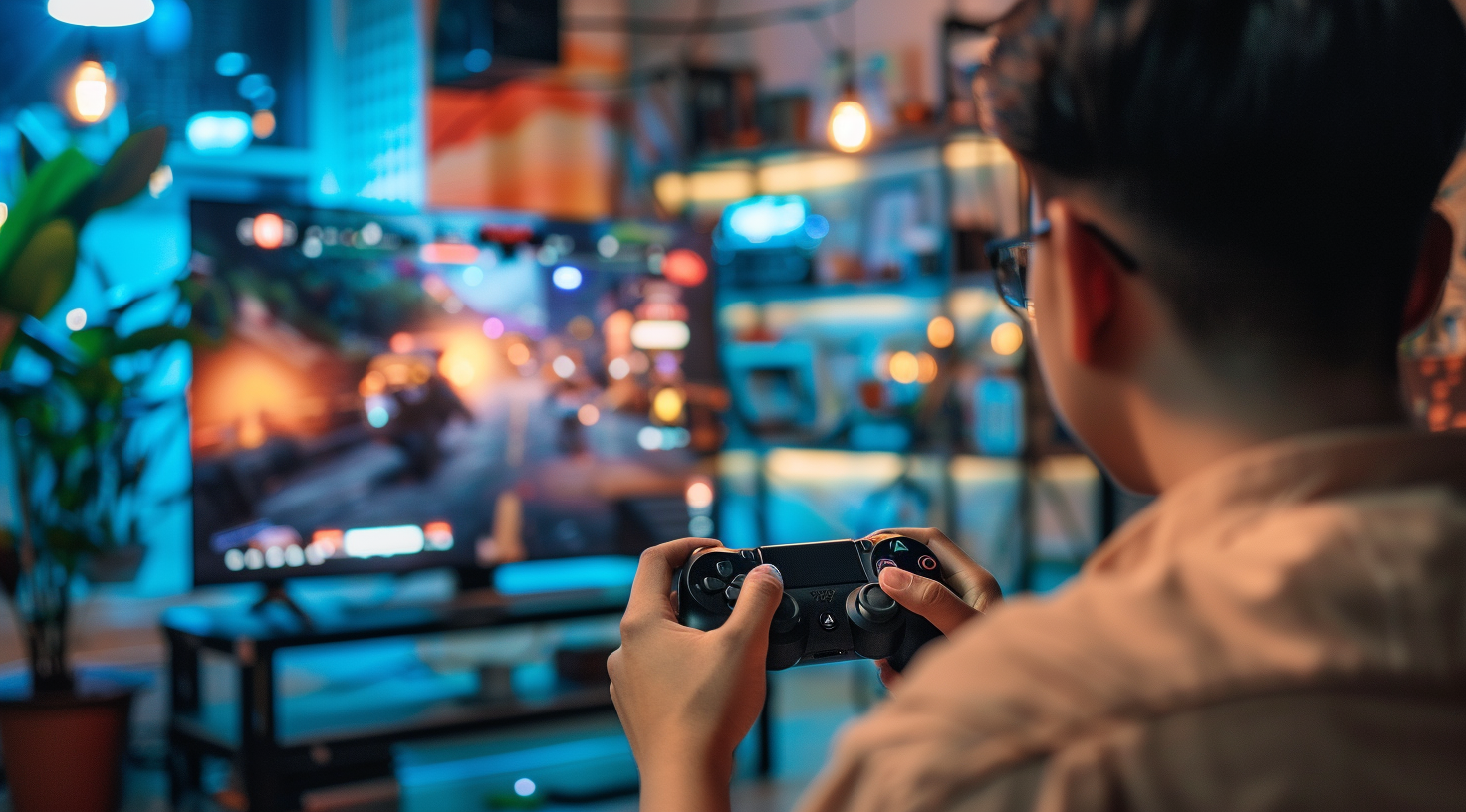 Korean men playing video games