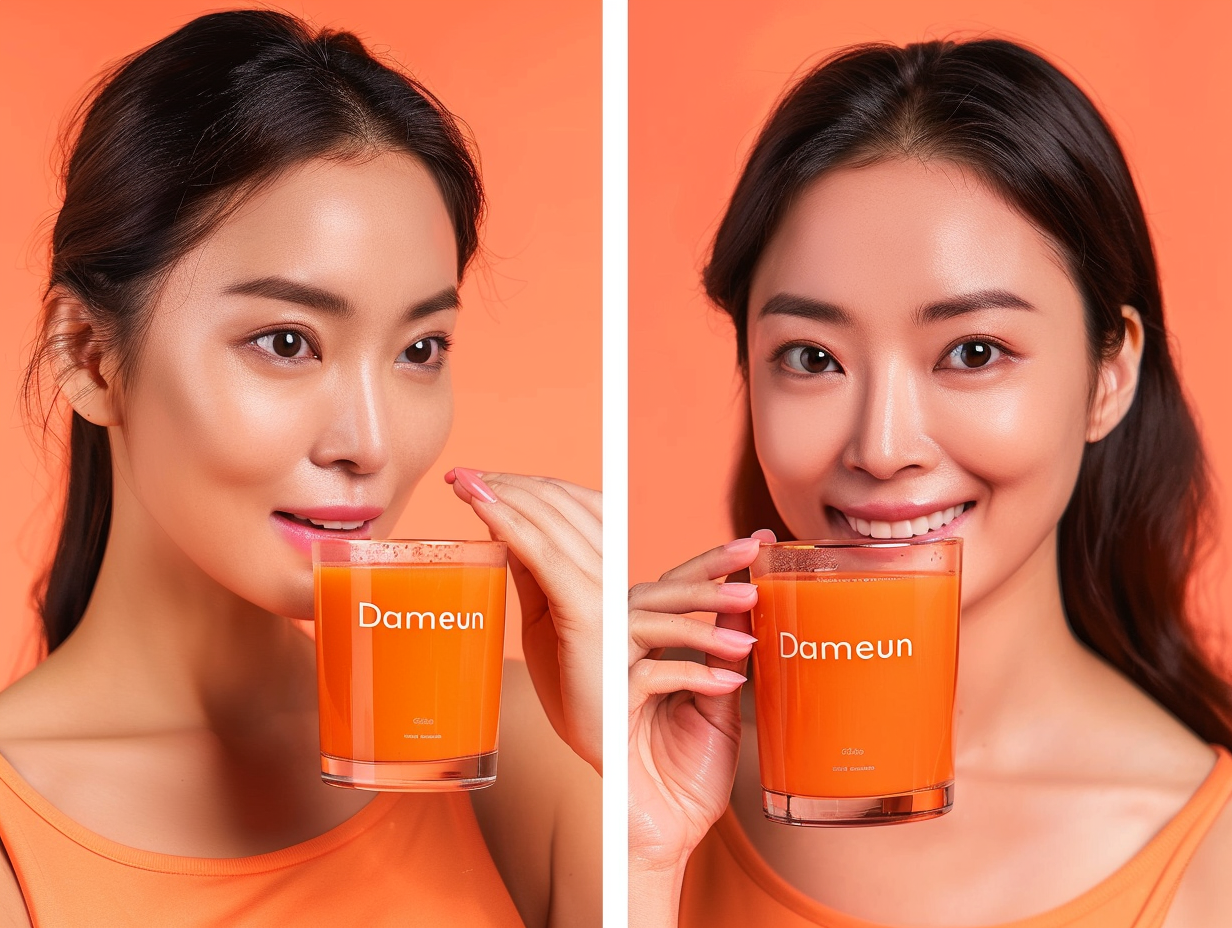 Korean mother before after pumpkin juice