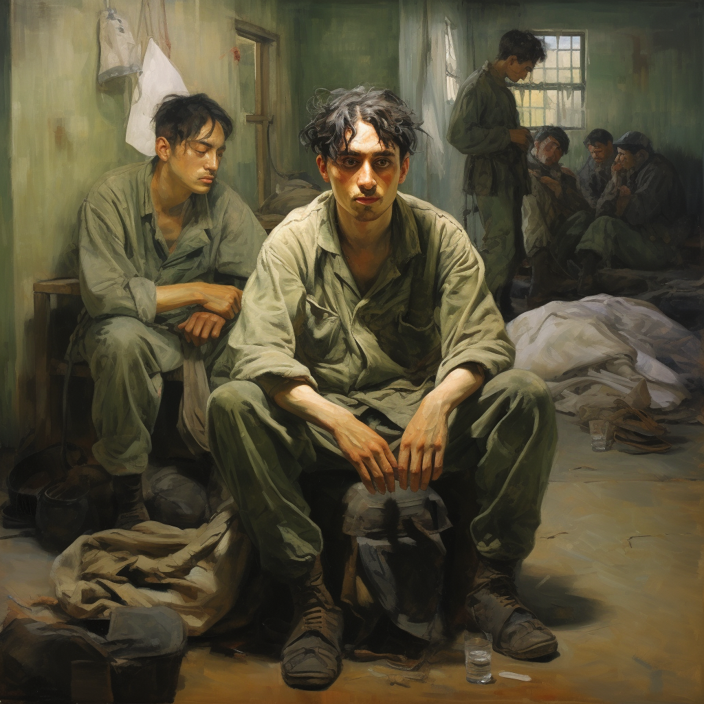 Korean soldiers in dormitory