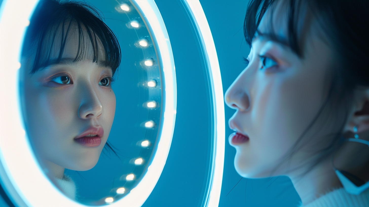 Korean teenager LED mirror reflection