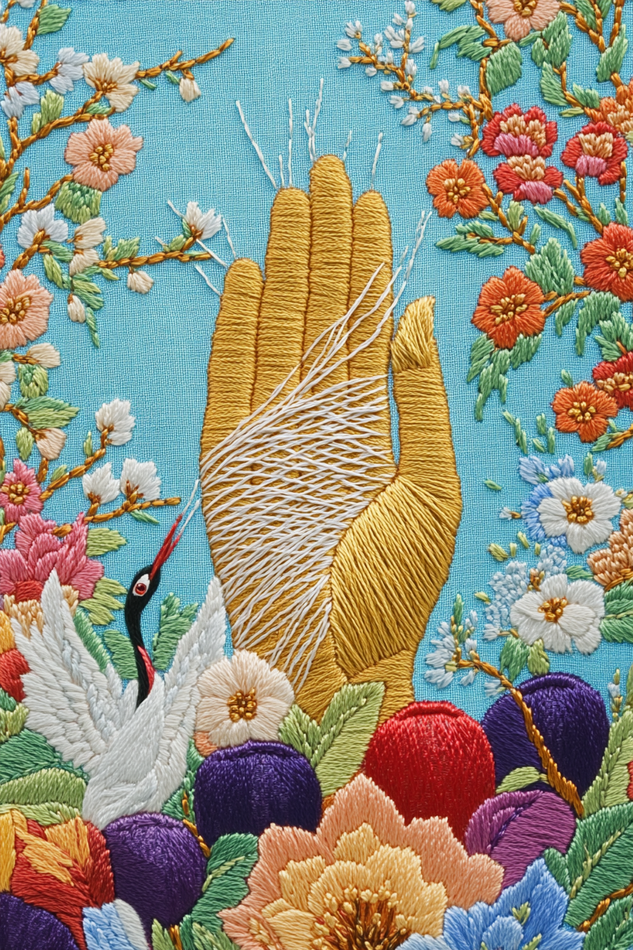 Korean Embroidery Praying Hand Craft