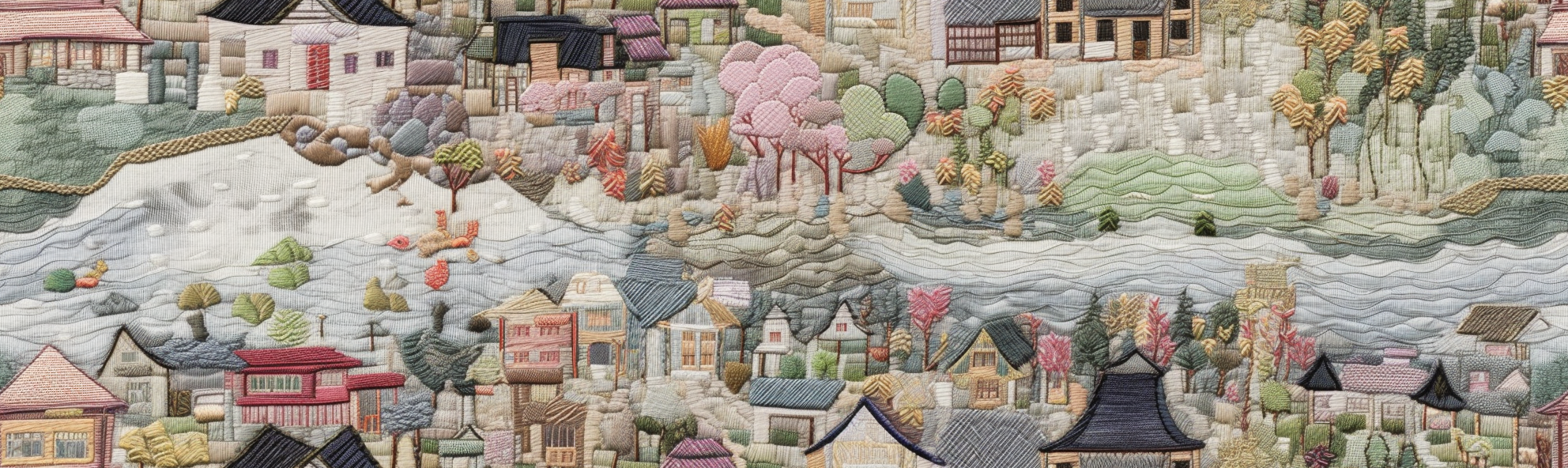 Korean wilderness embroidery quilt with orientalist style