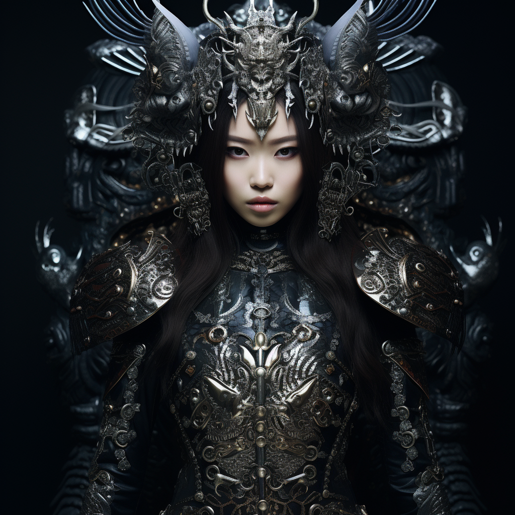 Intriguing Korean woman in fantasy armor