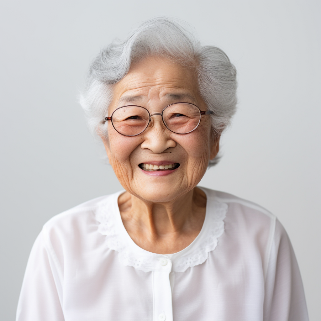 Korean woman with glasses and white t-shirt