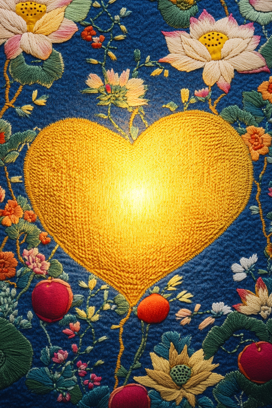 Traditional Korean Embroidery Craft Heart