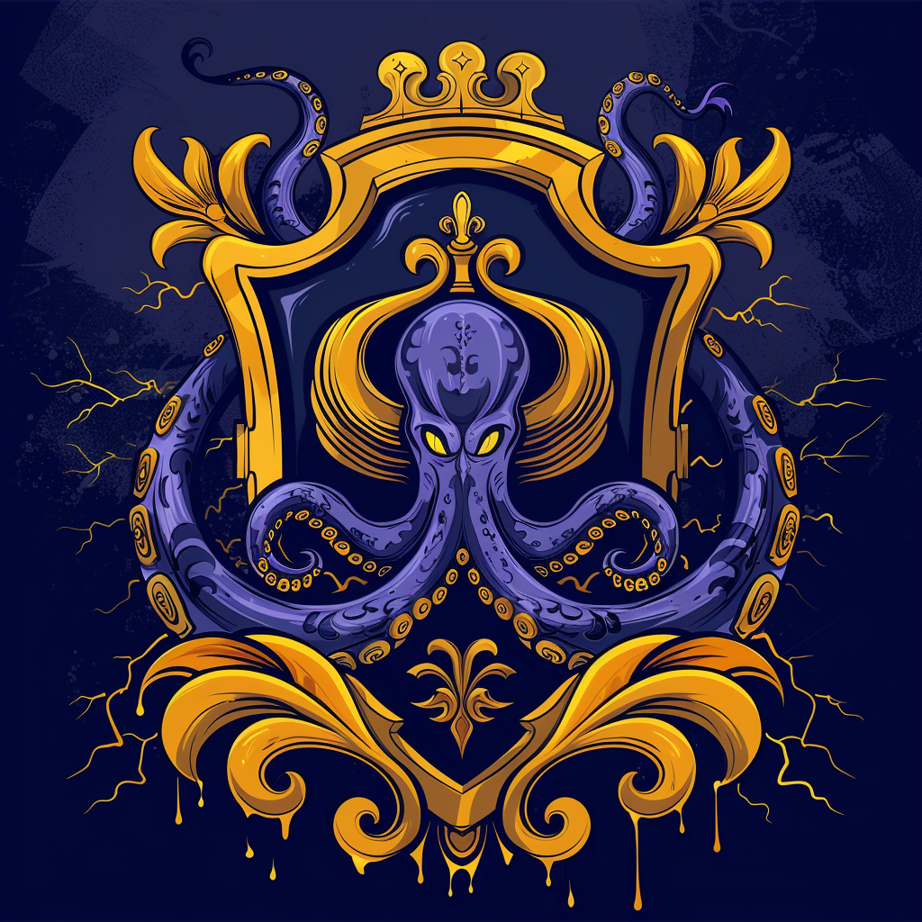 Kraken family crest in storm