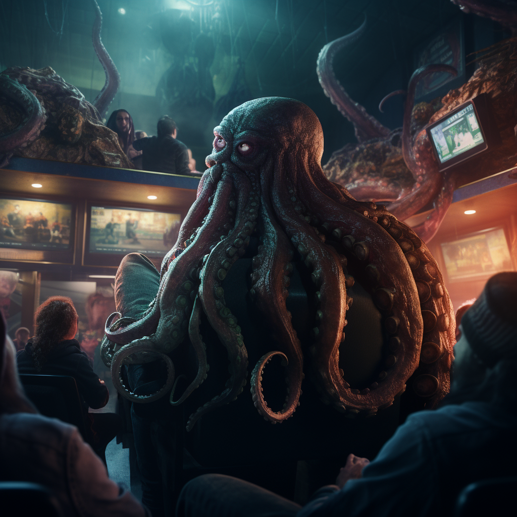 Giant kraken enjoying a movie