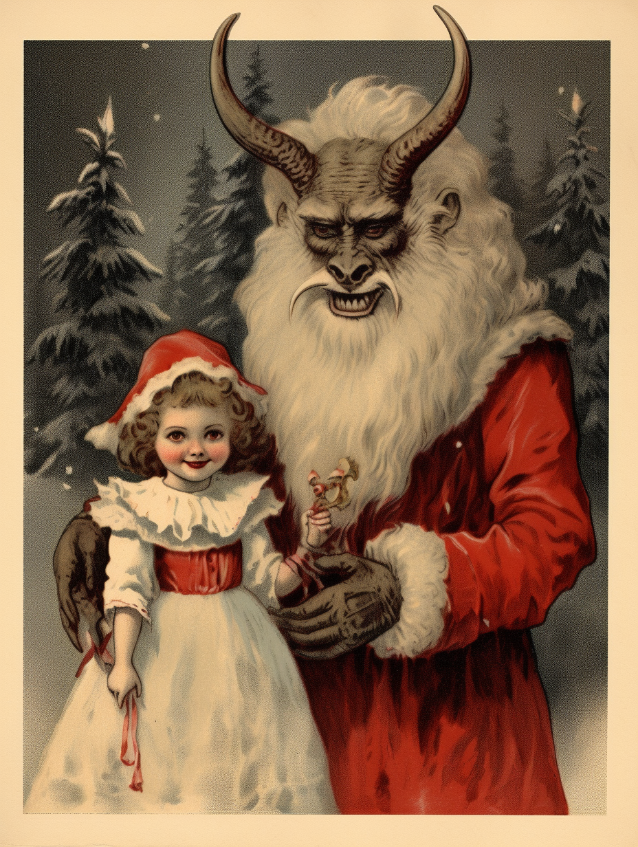 Krampus Christmas Card, 1920s parody art