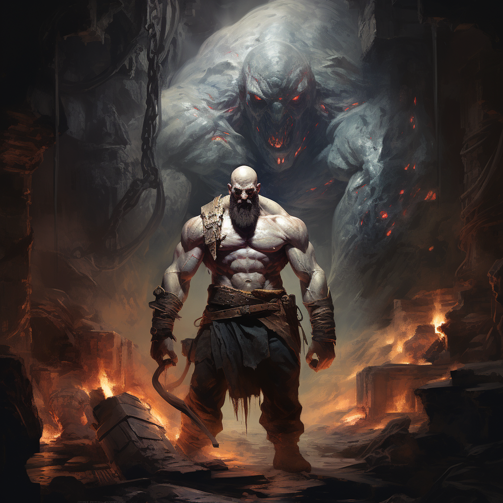 Kratos faces menacing giant monster in smoky space station