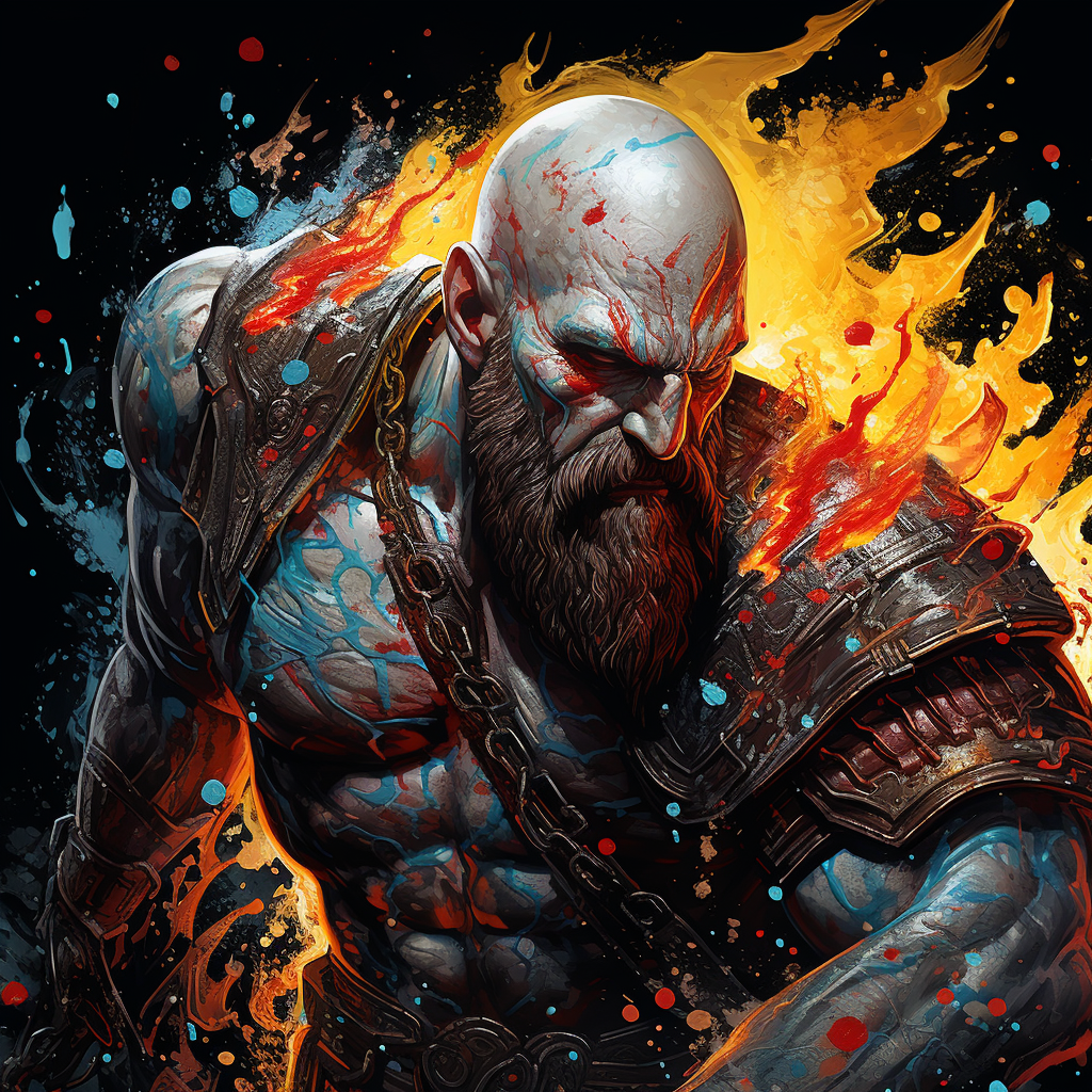 Kratos charging in liquid splash