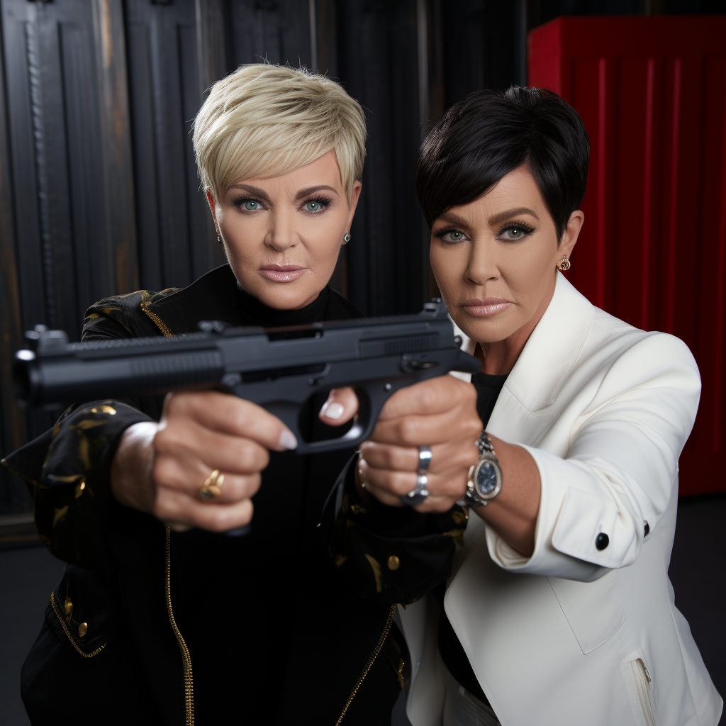 Kris Jenner holding Ellen Degeneres at gunpoint on her show