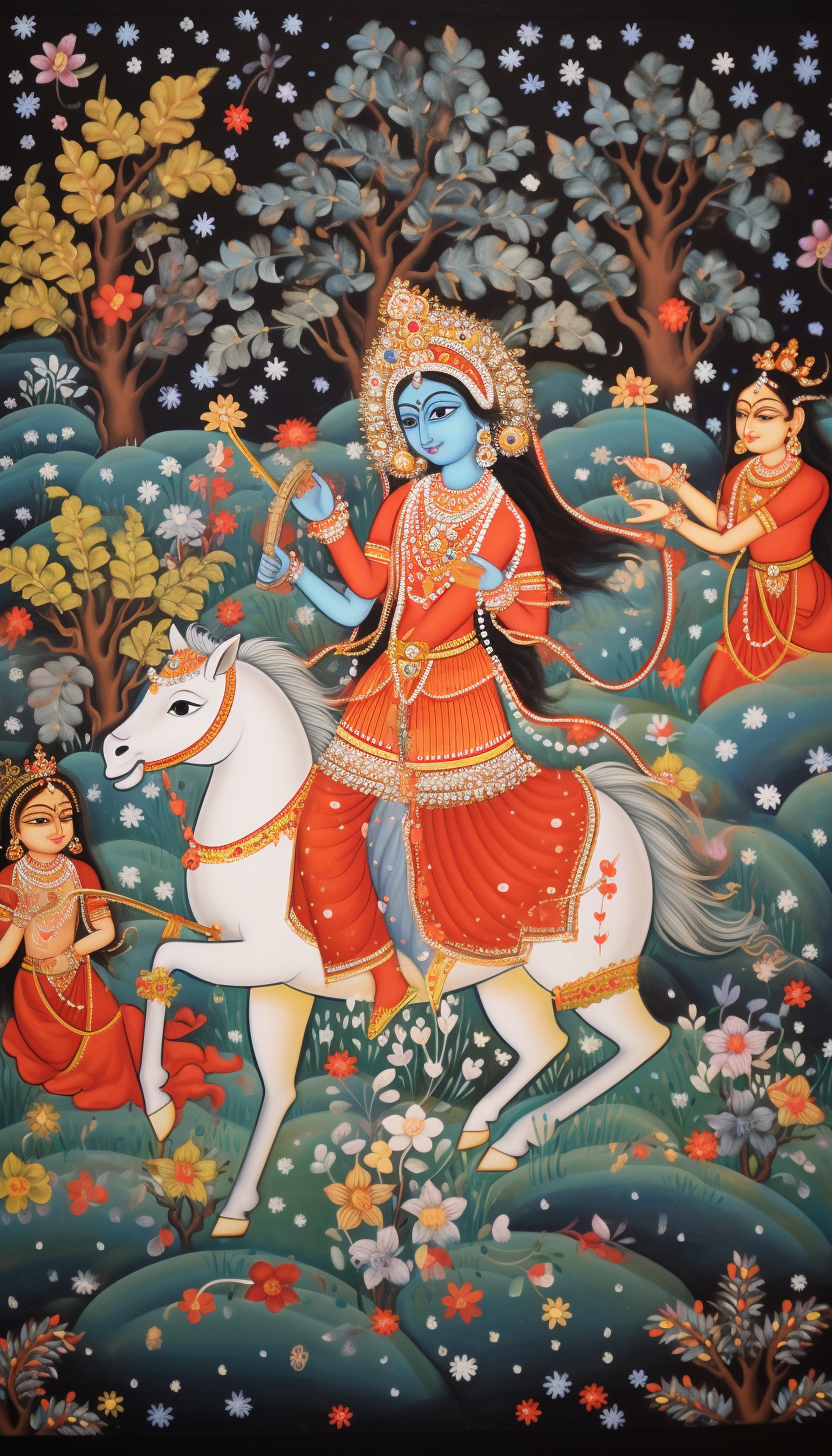 Lord Krishna Janmashtami Indian Folk Painting