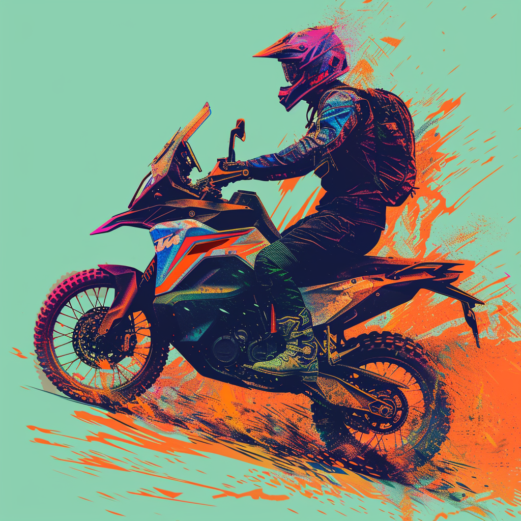 Adventure Motorcycle Rider Abstract Vibrant