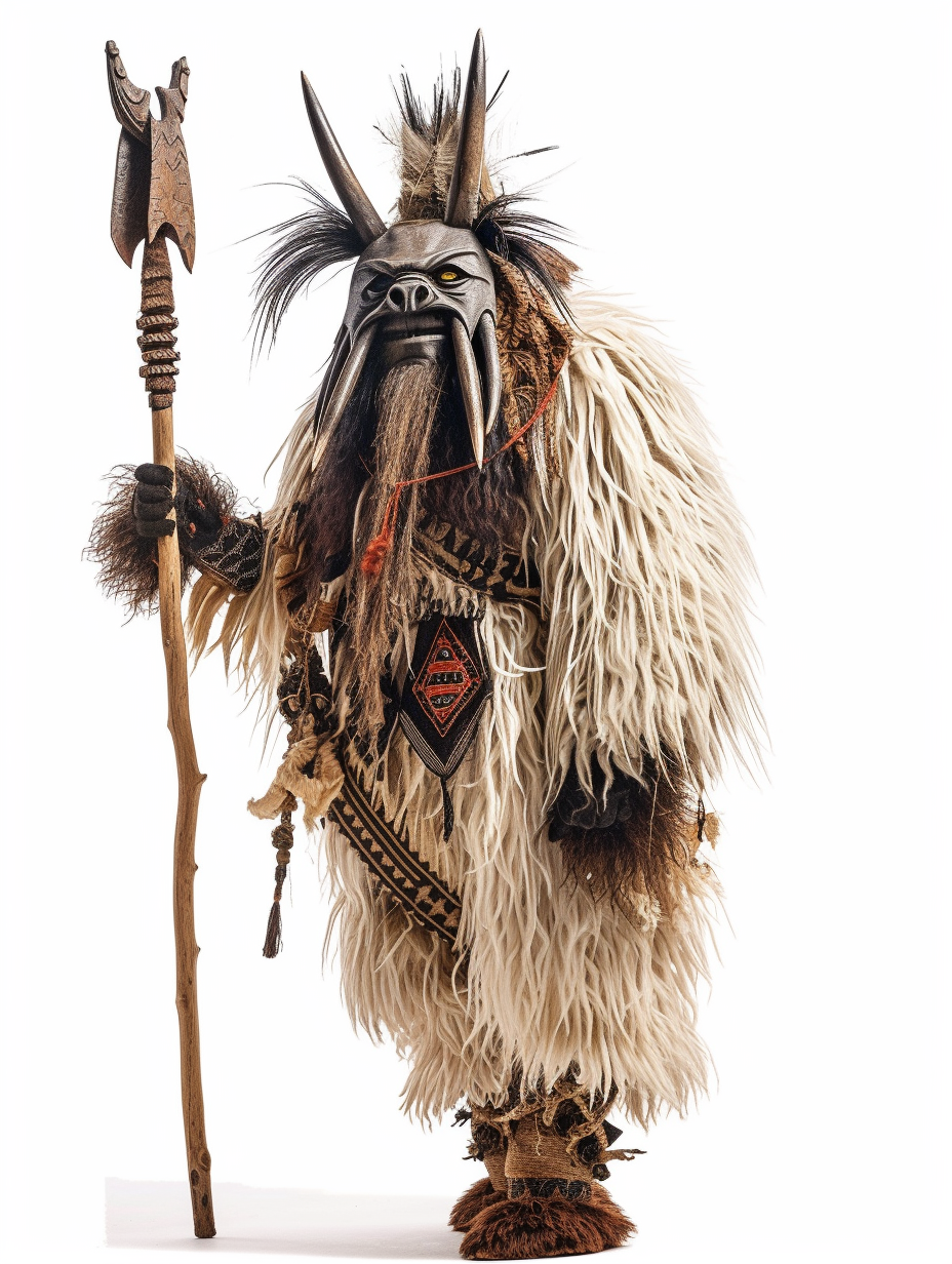 Kukeri photo on white background