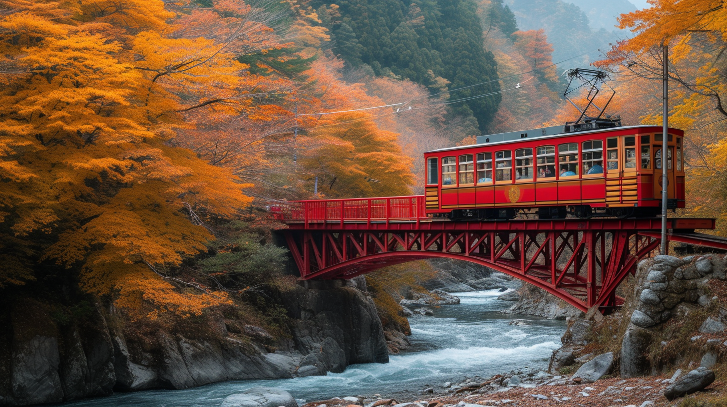 Autumn leaves in Kurobe Gorge