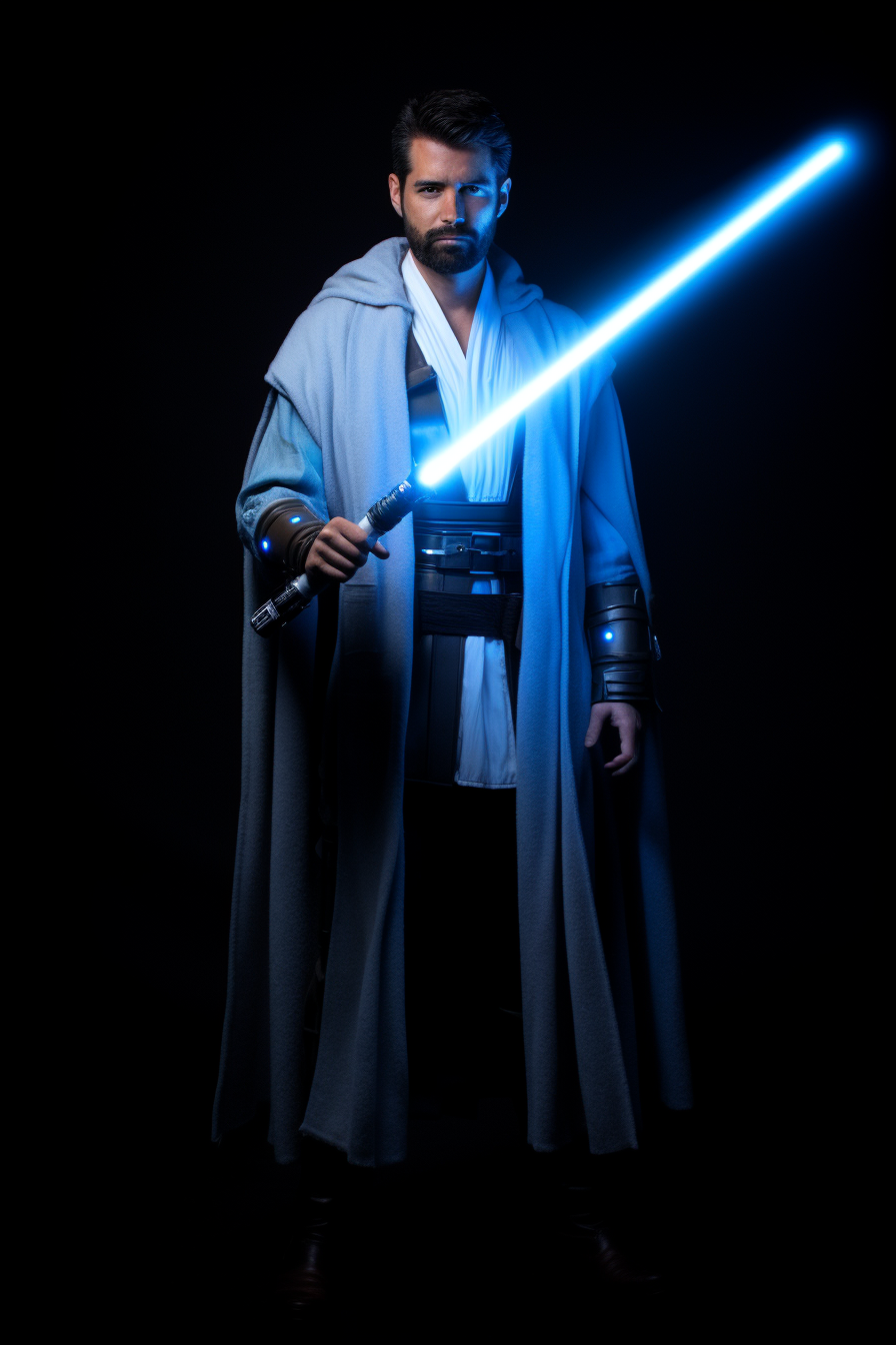 Kyle Katarn wielding a blue lightsaber