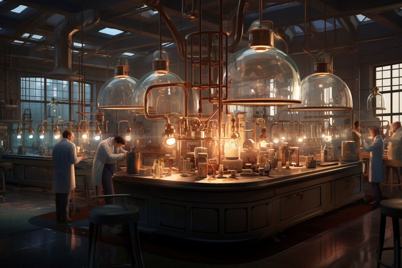 Laboratory concept art with cinematic light