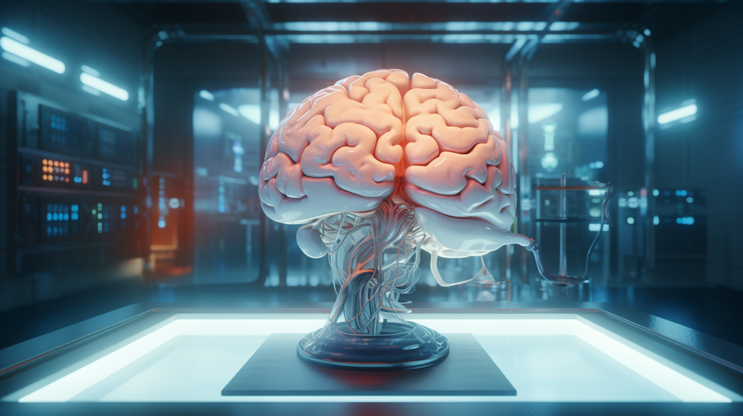 Scientist examining lab brain AI