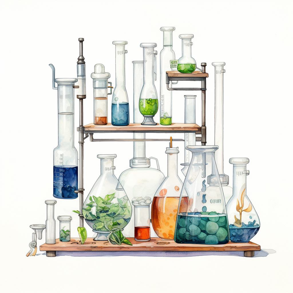 Laboratory instruments on white background