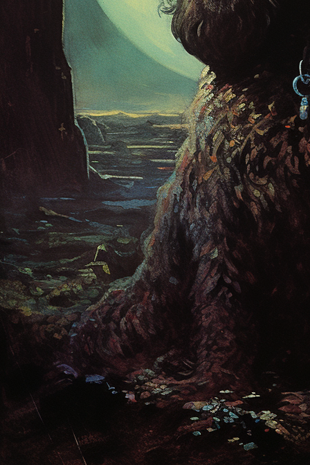 Labradoodle dark scifi fantasy cover art