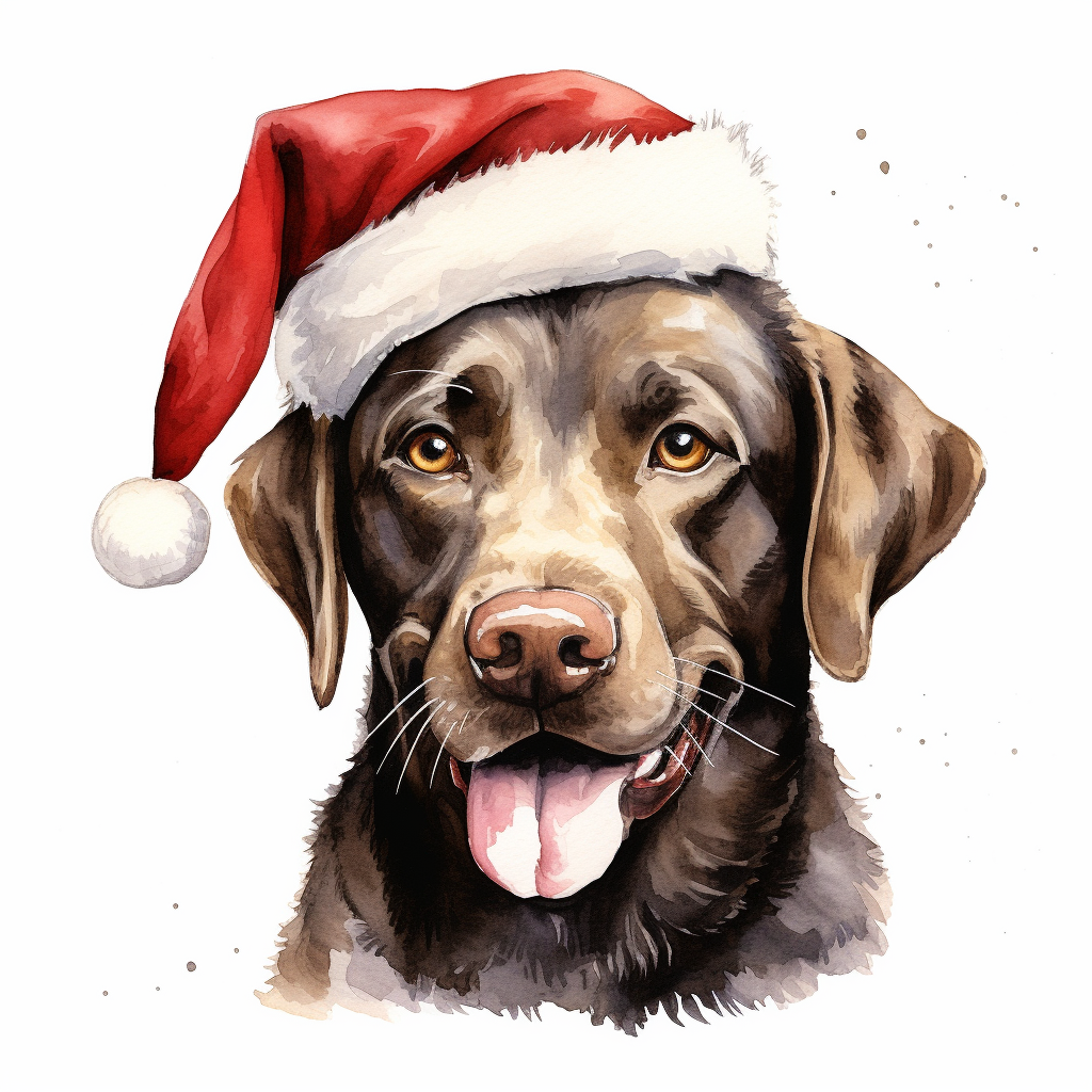 Labrador dog with Santa hat