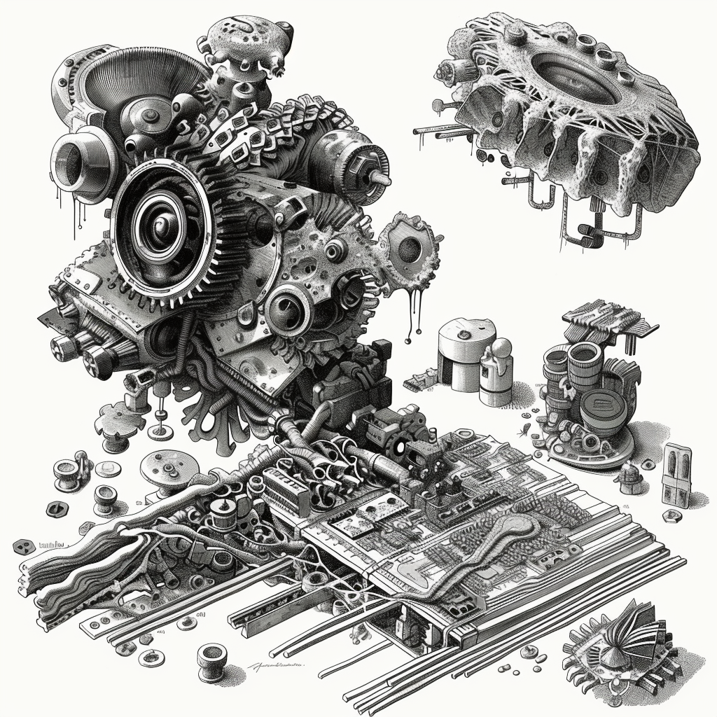 Lace Engine Food Microchip Illustration